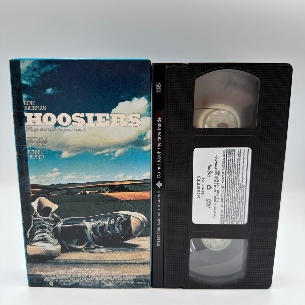 Hoosiers VHS 1986 Movie Gene Hackman Basketball Drama Hi-Fi Stereo Vintage Tape